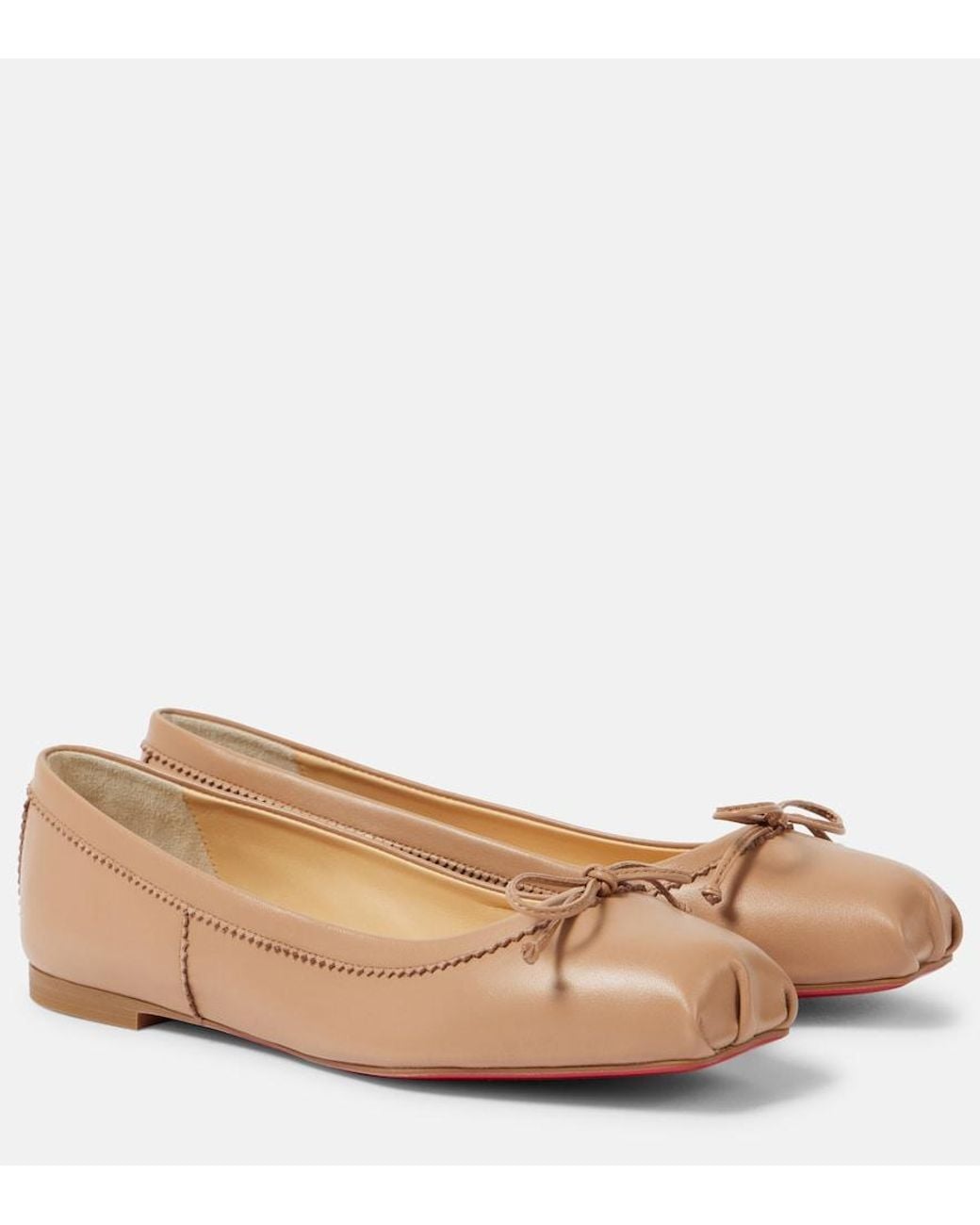 Christian Louboutin Brown Mamadrague Bow-Embellished Leather Flats