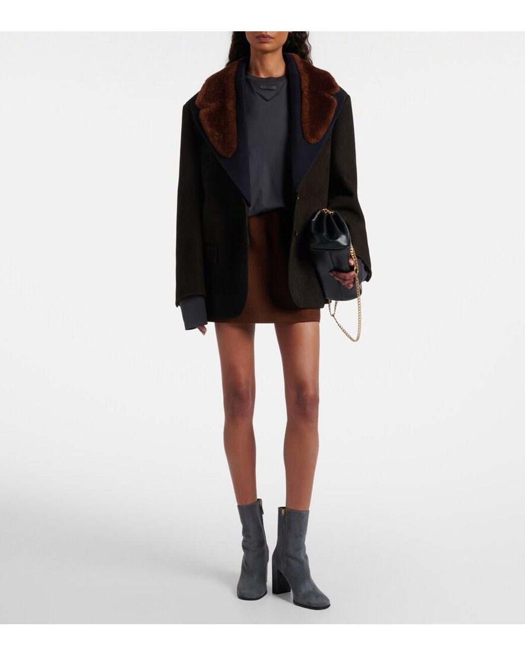 Prada Black Ankle Boots 85 Aus Veloursleder