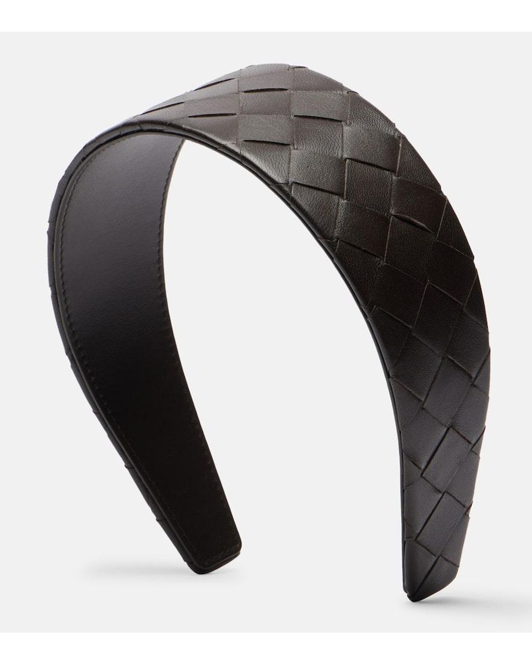 Bottega Veneta Black Woven Leather Headband BOTTEGA VENETA Intrecciato leather headband | NET-A-PORTER main image 4