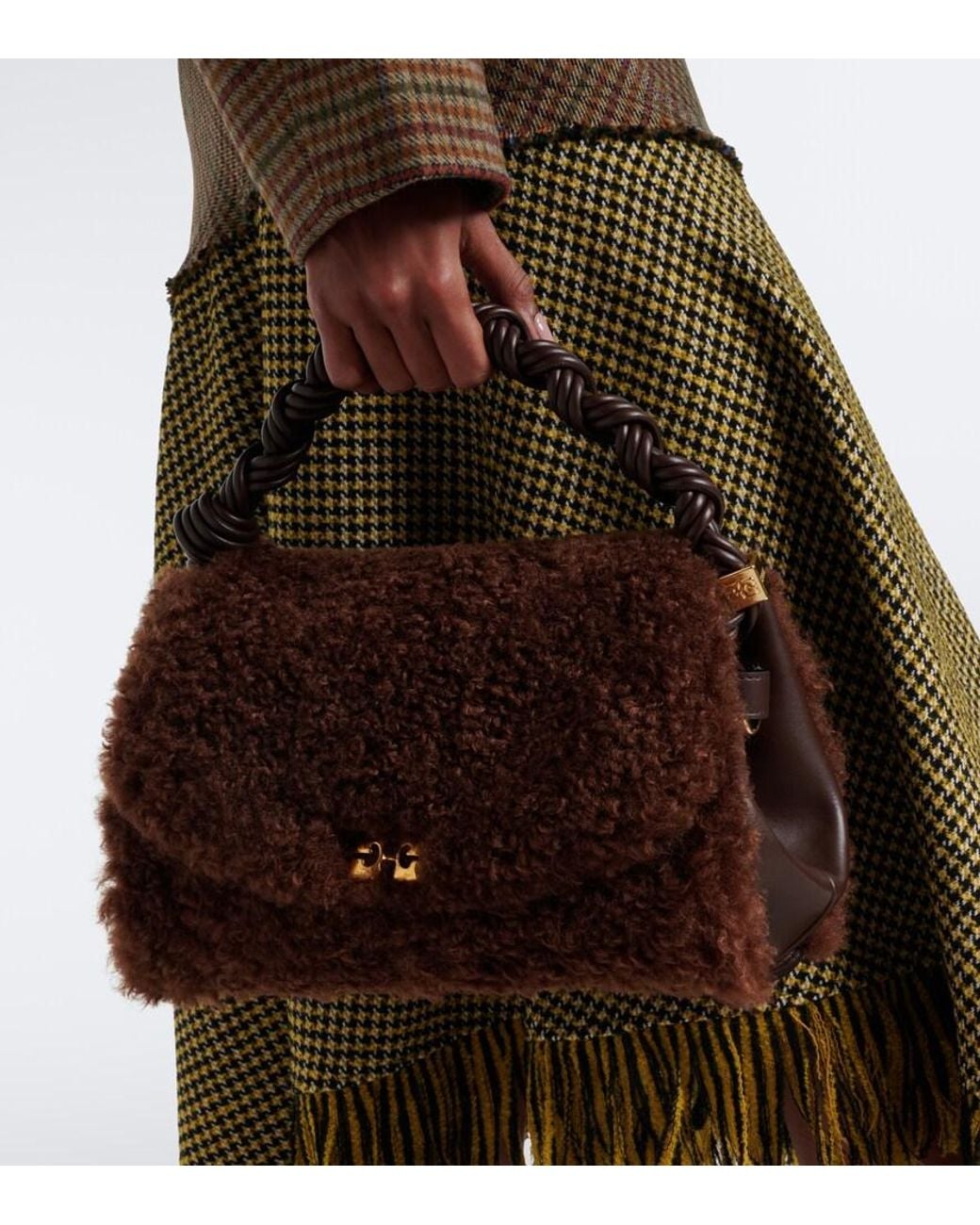 Ganni Brown Very Bou Teddy Top-Handle Bag