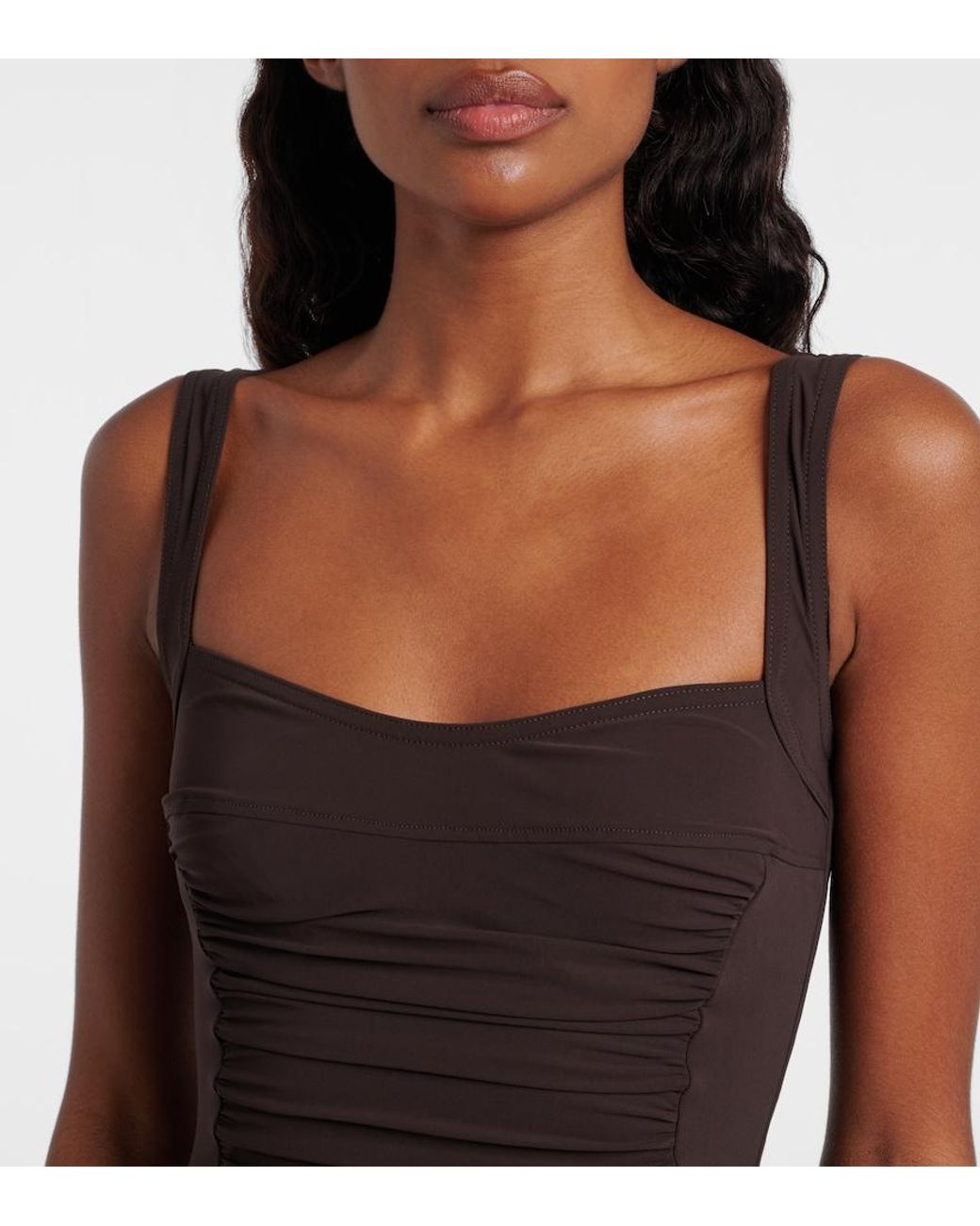 Karla Colletto Brown Basics Ruched Swimsuit