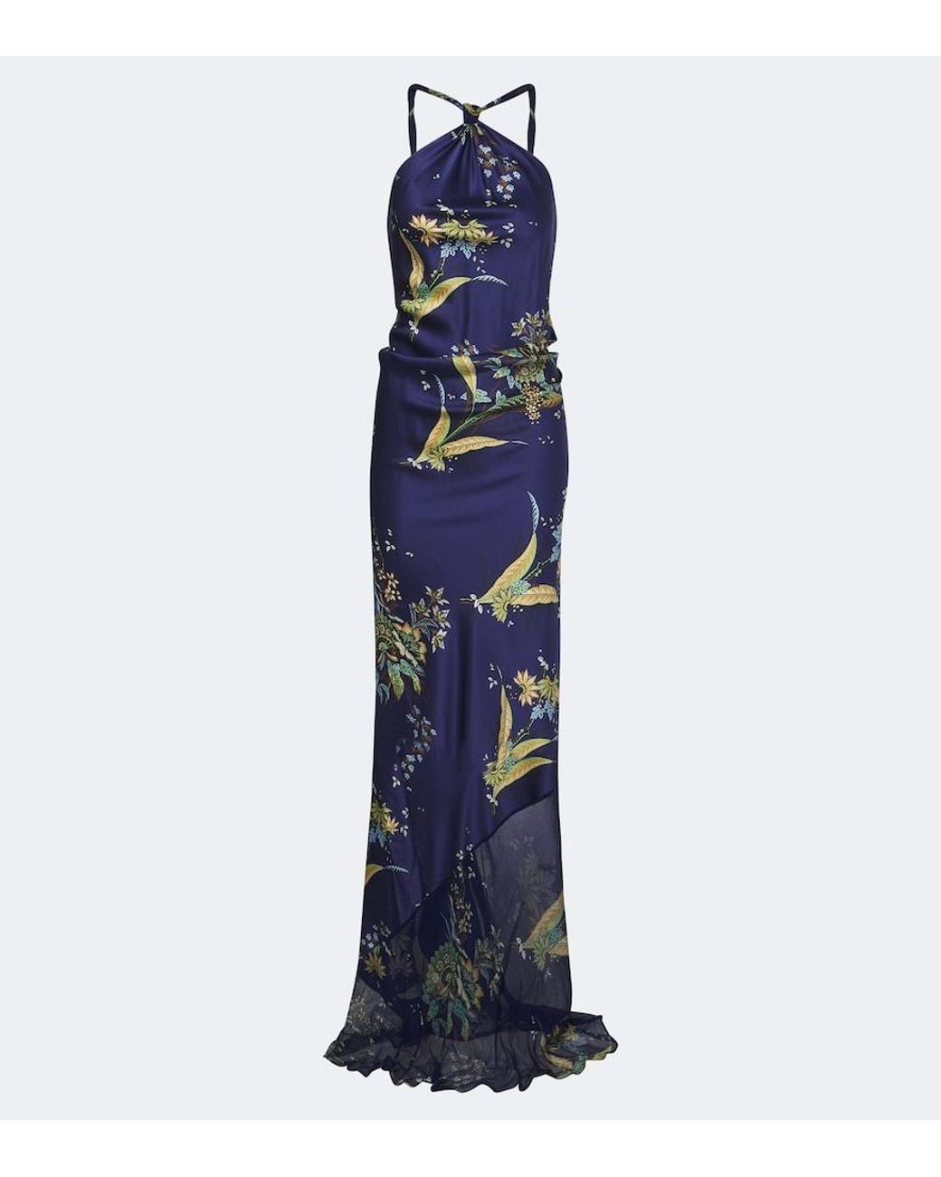 Staud Blue Charli Printed Silk-Blend Maxi Dress