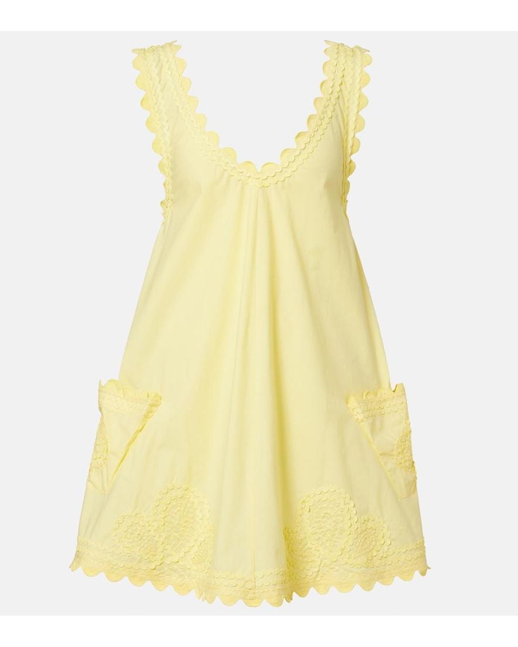 Juliet Dunn Yellow Embroidered Cotton Poplin Minidress
