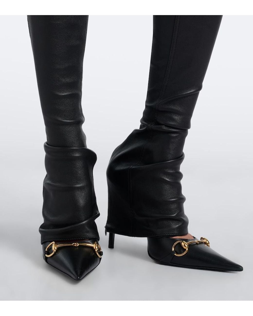 Gucci Black Leather Slim Pants