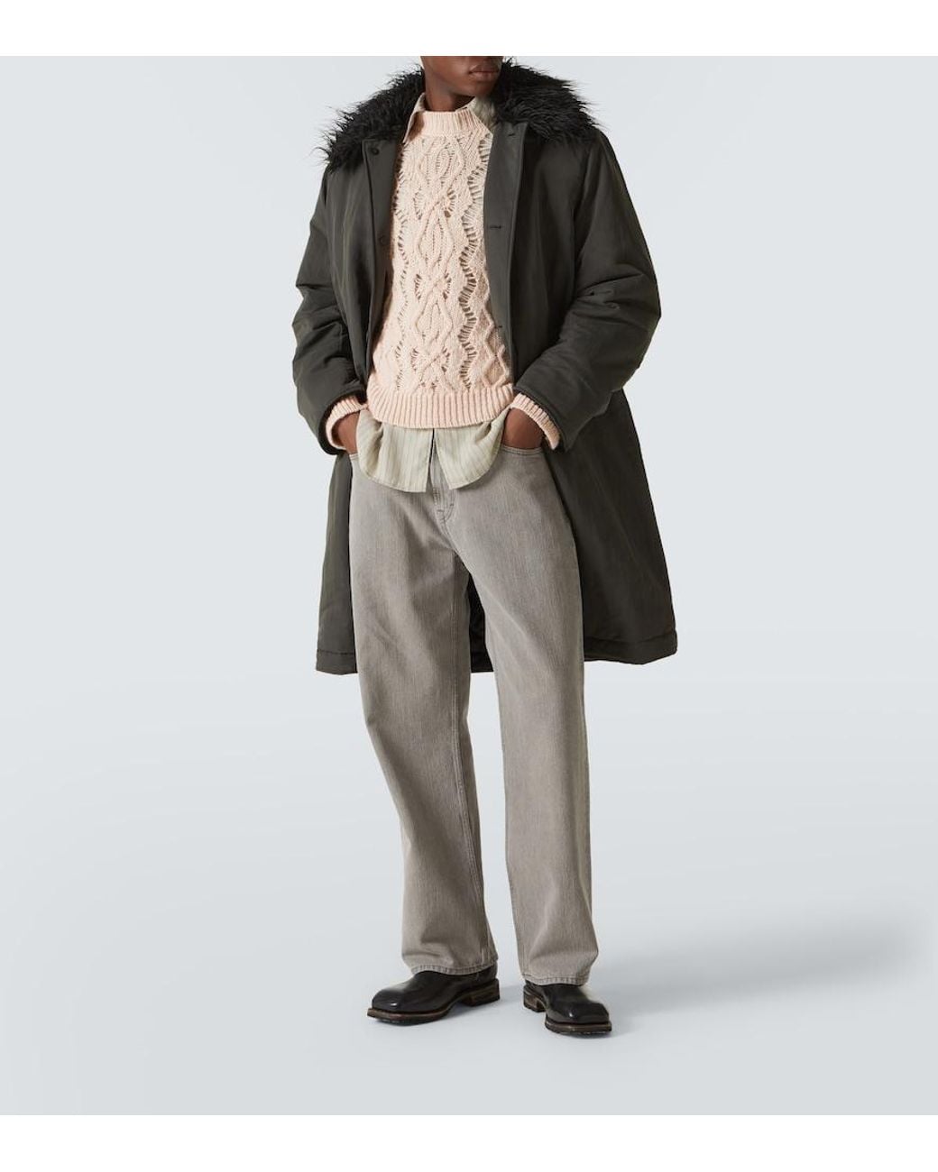 Our Legacy Natural Cable Sonar Roundneck Wool Sweater for men
