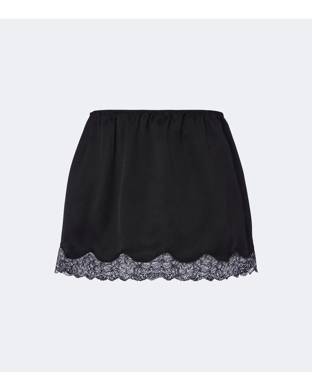 Magda Butrym Black Lace-Trimmed Silk Satin Miniskirt