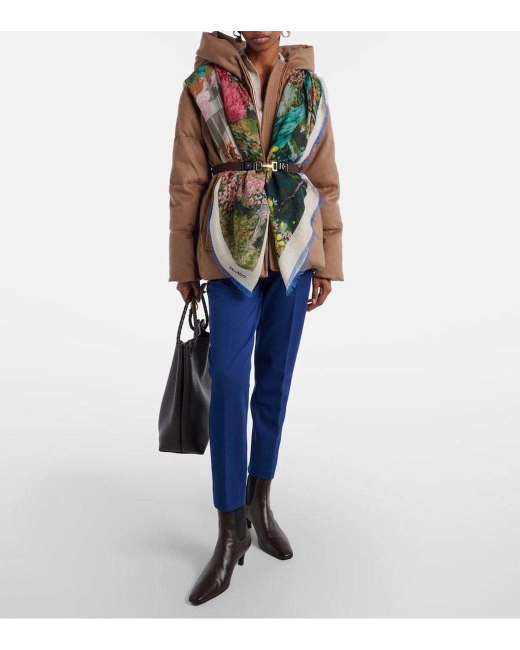 Max Mara Blue Pegno Jersey Cropped Slim Pants