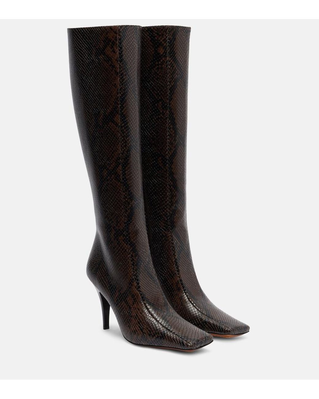 Stella McCartney Black Eve Snake-Effect Knee-High Boots