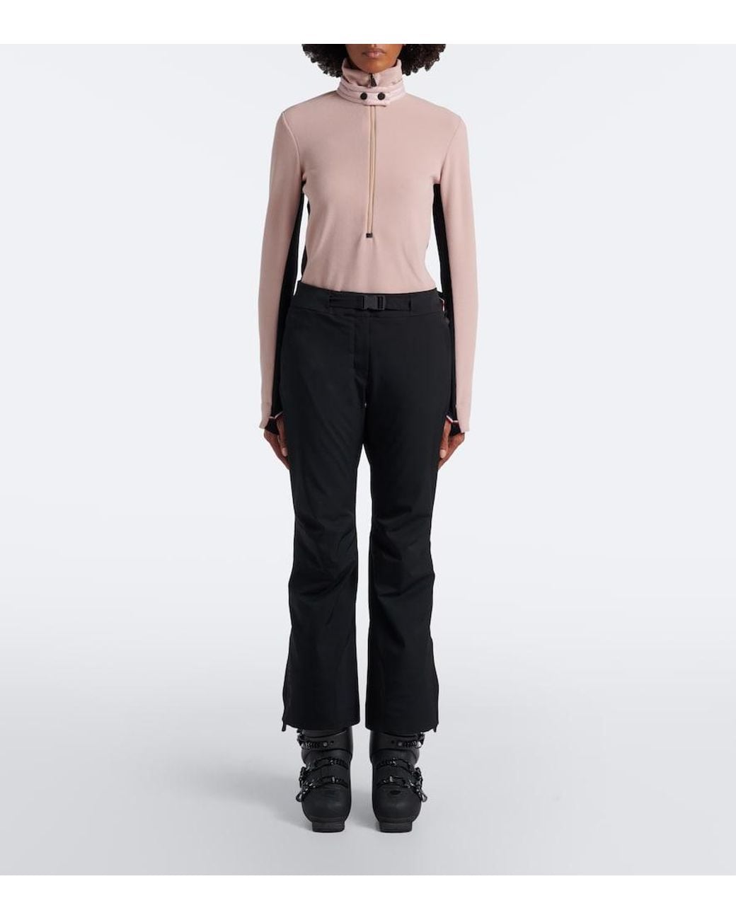 Moncler Pink Fleece Half-Zip Ski Sweater