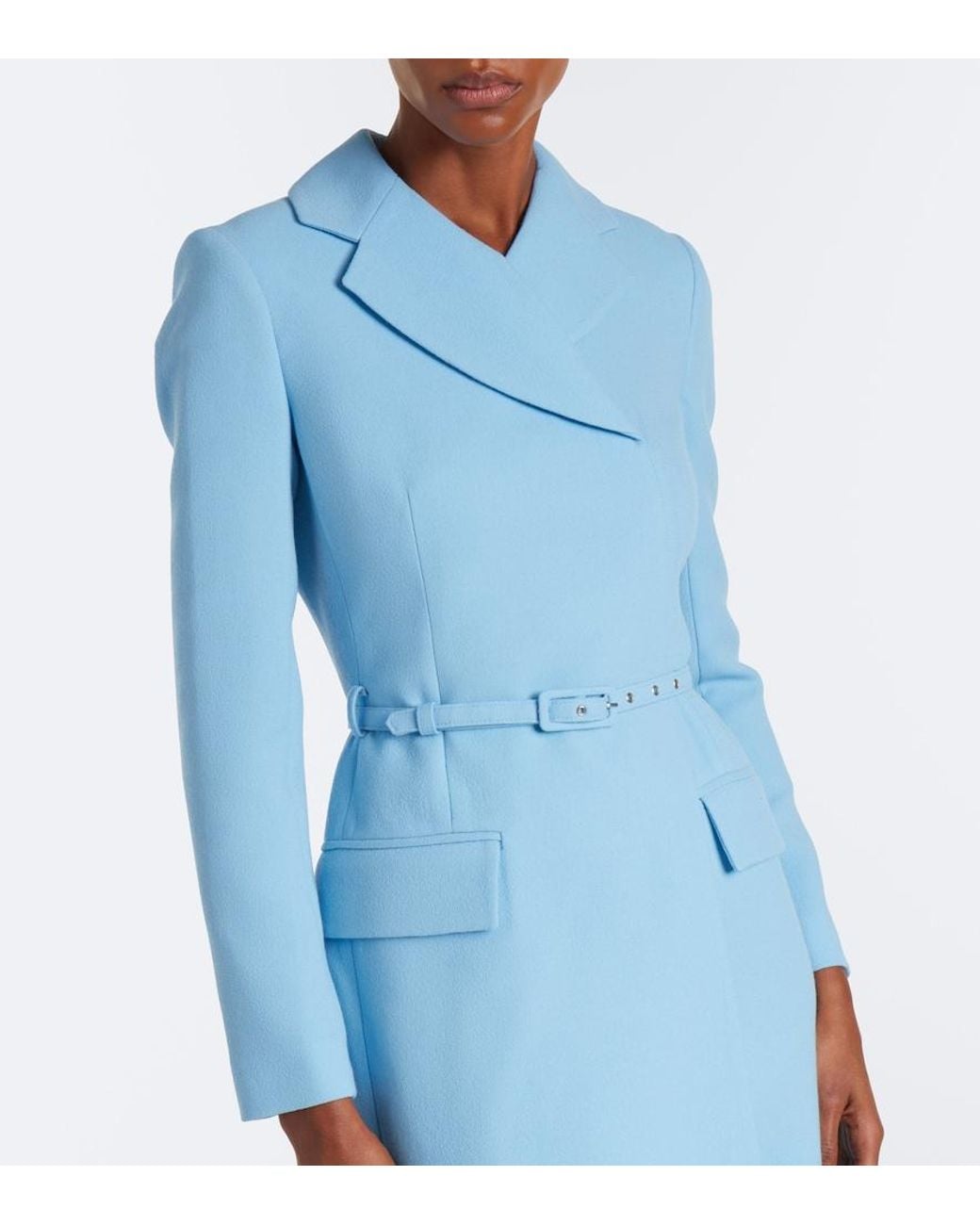 Emilia Wickstead Blue Kalonice Wool Crepe Midi Dress