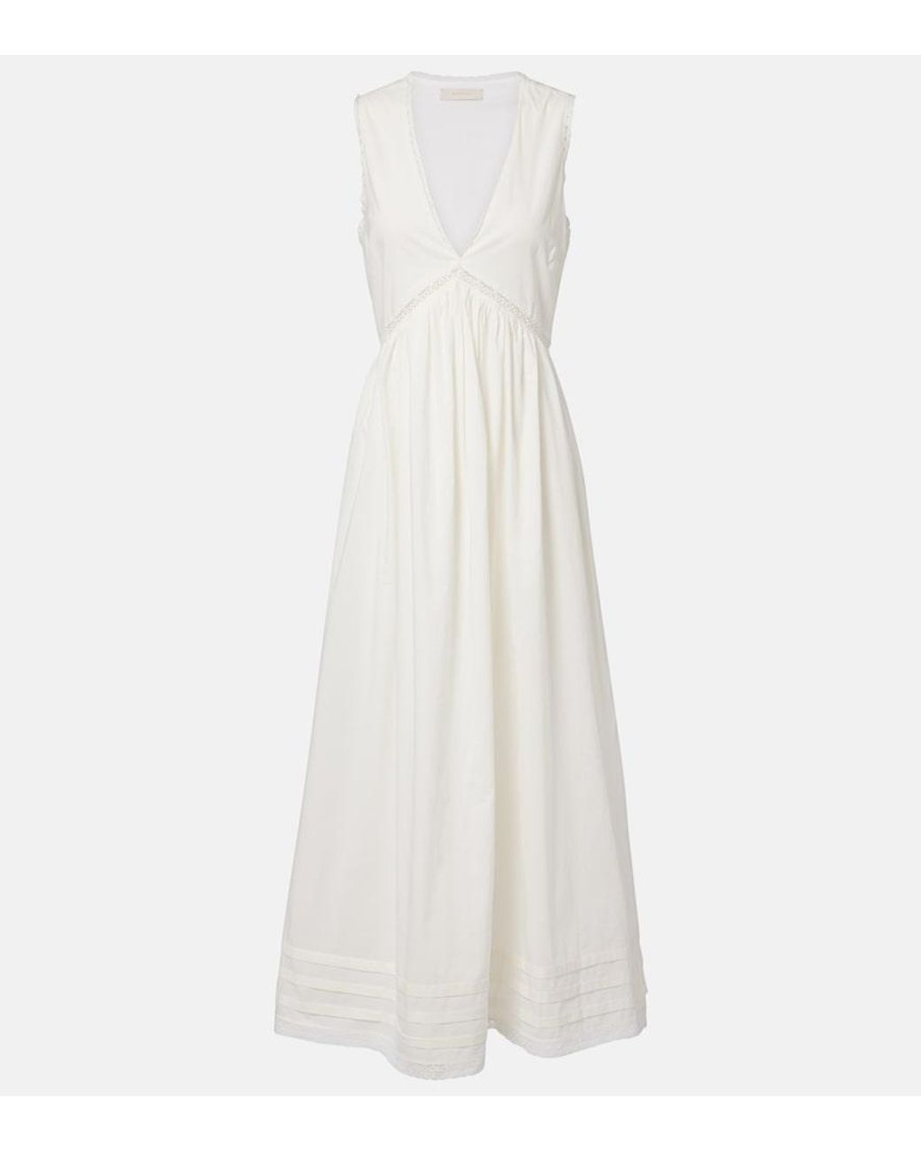 Faithfull The Brand White Fiora Cotton Lace Midi Dress