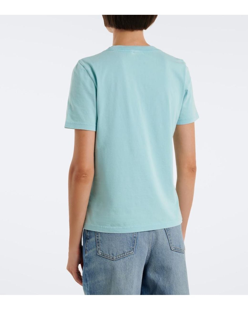 Chloé Blue Logo Printed Cotton Jersey T-Shirt