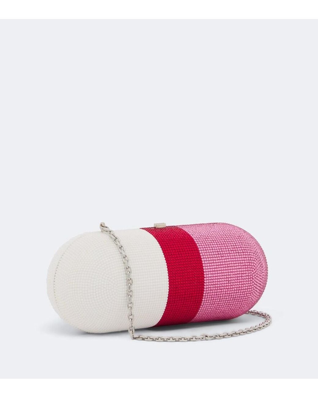 Judith Leiber Pink Love Pill Capsule Embellished Clutch