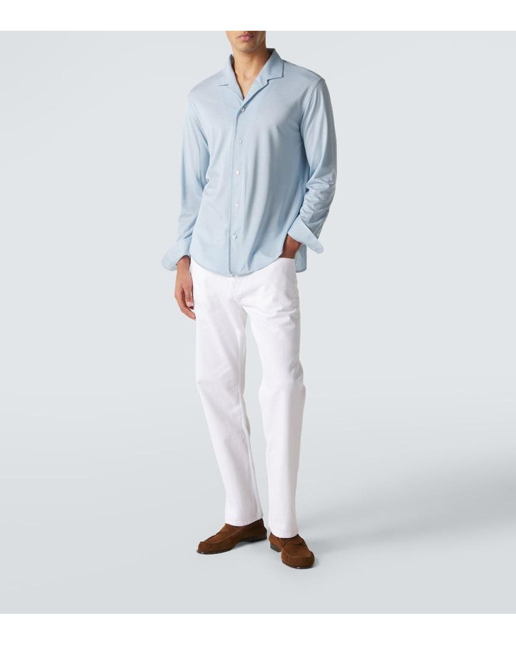 Umit Benan Blue Franco Silk Shirt for men