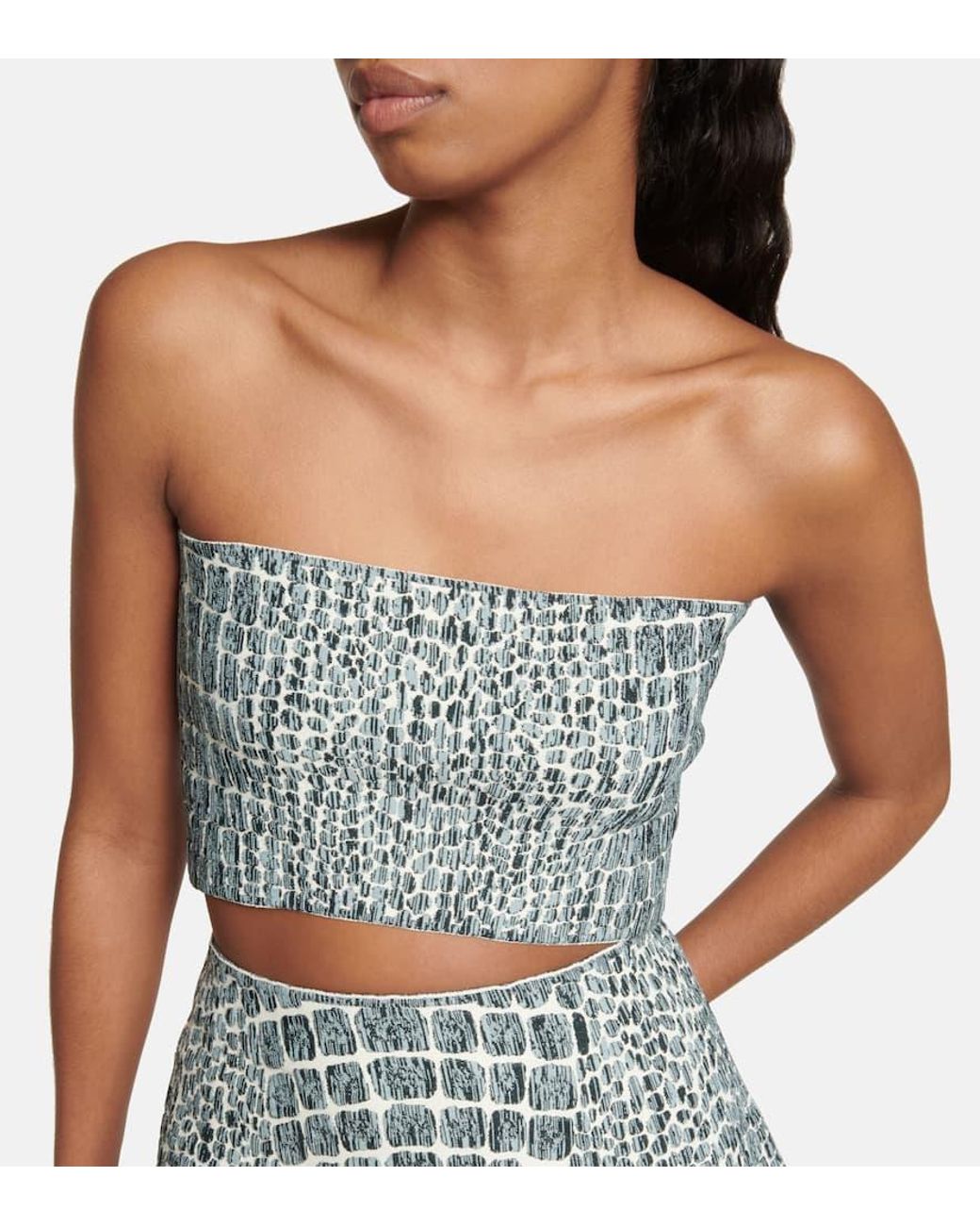 Alaïa Metallic Croc-Effect Bandeau Top