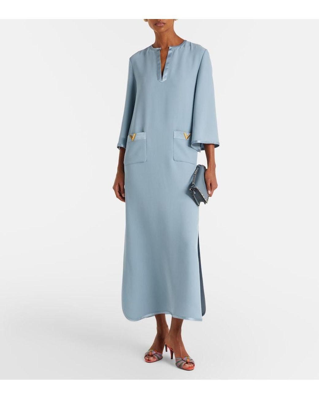 Valentino Garavani Blue Vgold Silk Maxi Dress
