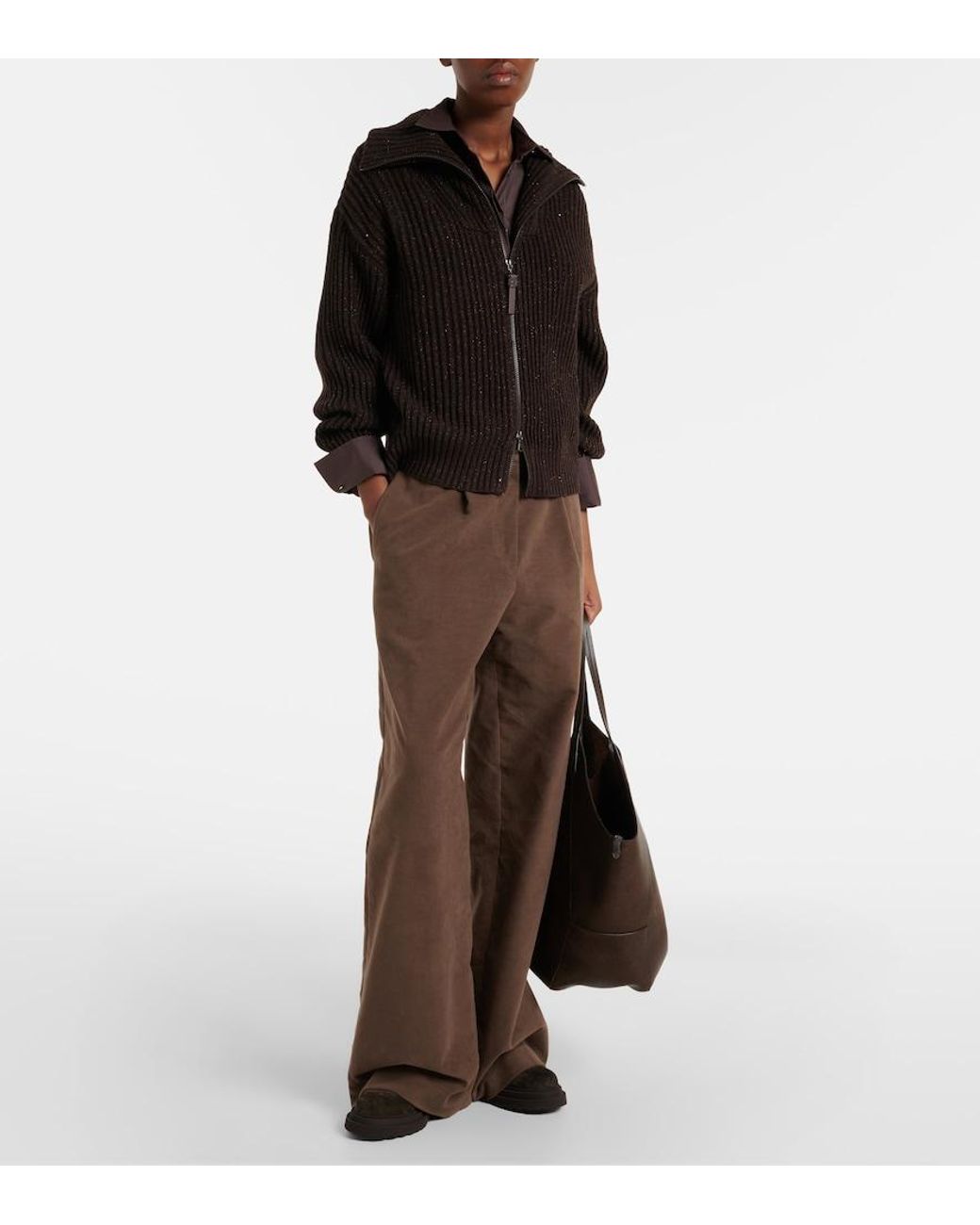 Brunello Cucinelli Black Monili Cashmere And Wool-Blend Cardigan