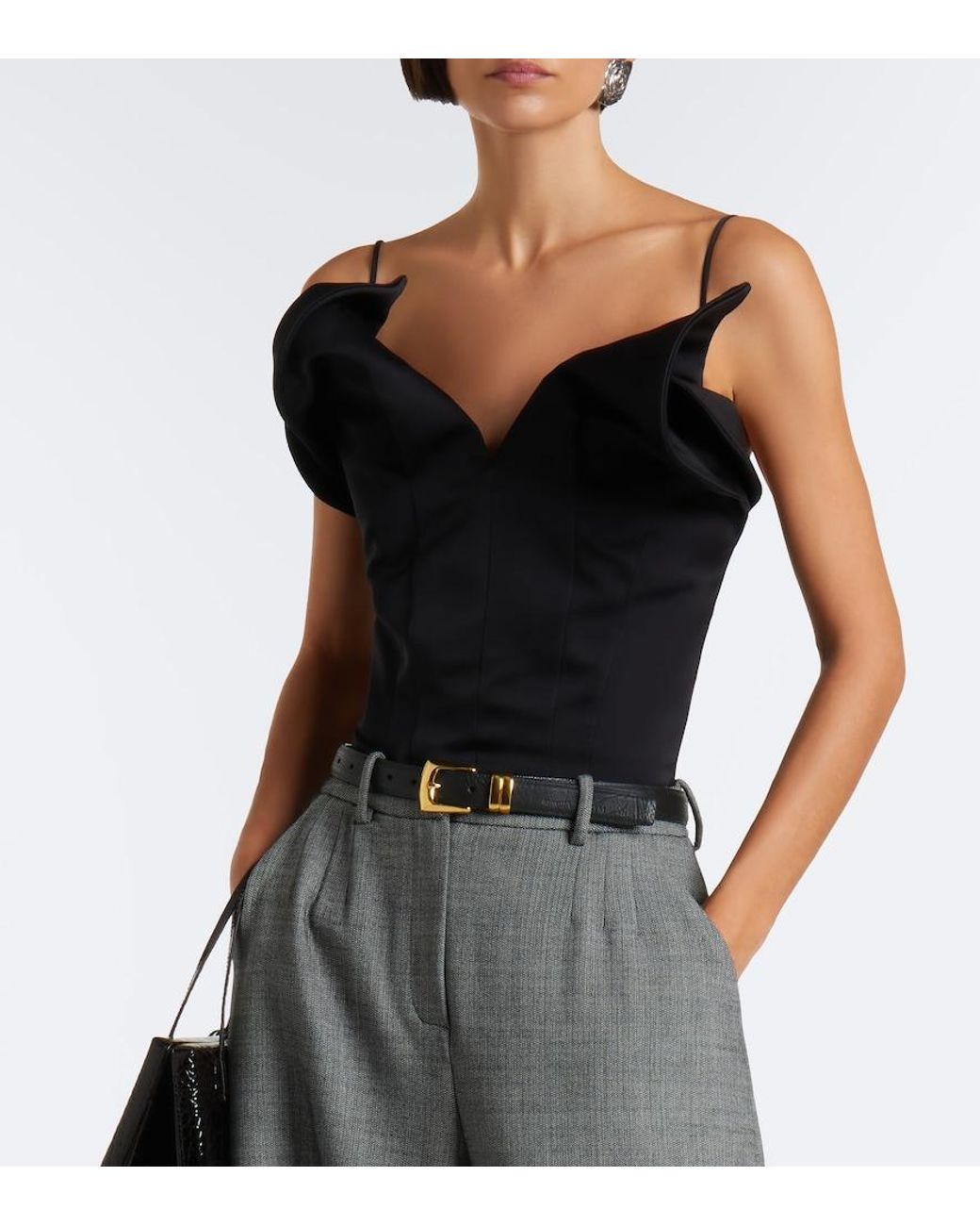 Magda Butrym Black Cotton And Silk Top