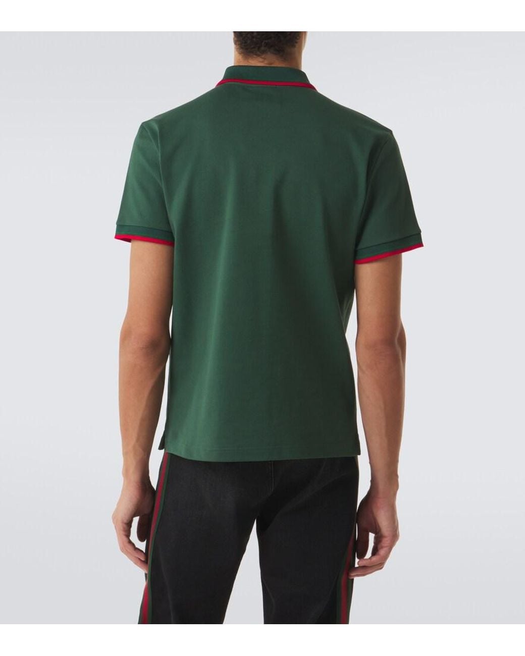 Gucci Green Cotton-Blend Pique Polo Shirt for men