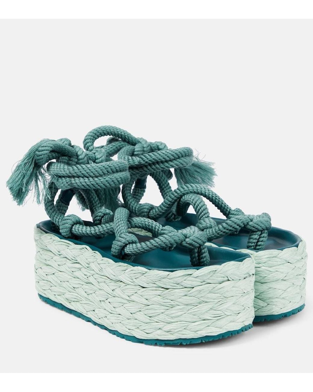 Isabel Marant Green Elif Platform Espadrille Sandals