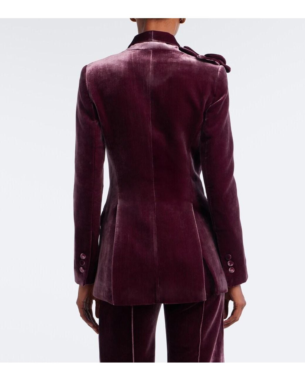 Elie Saab Purple Floral-Applique Silk-Blend Velvet Blazer