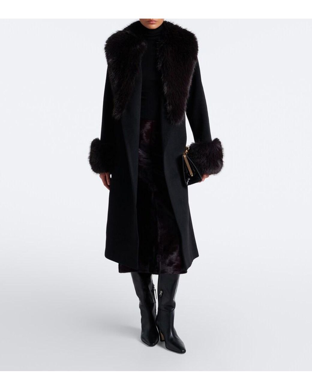 Jonathan Simkhai Black Kinsley Wool-Blend Wrap Coat