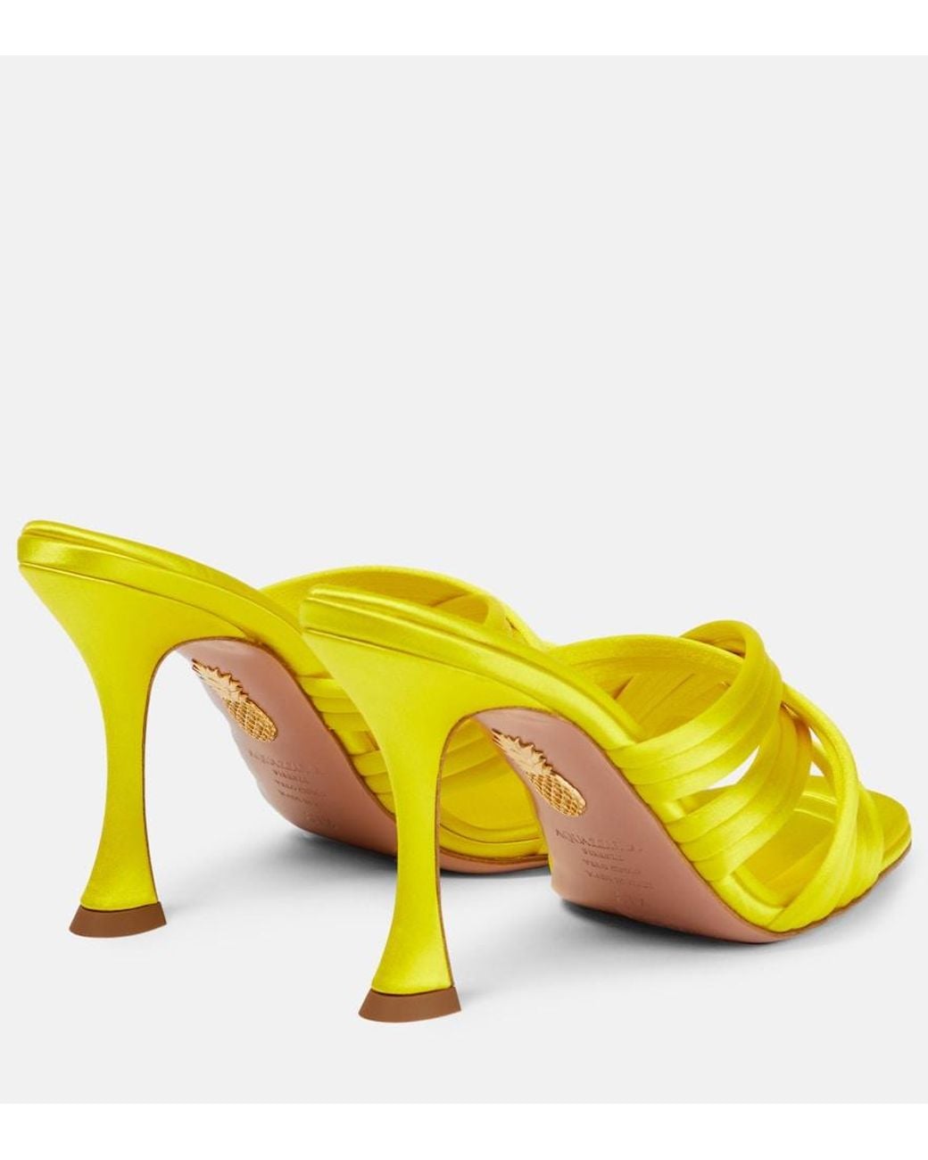 Aquazzura Yellow Oahu 95 Satin Mules