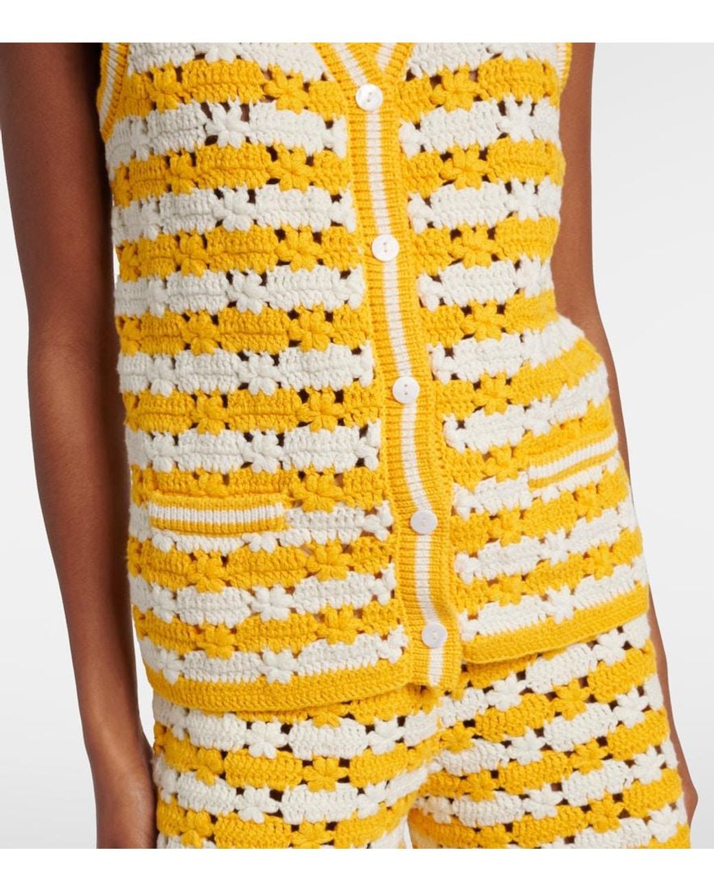The Upside Yellow Goldie Watson Cotton Crochet Vest