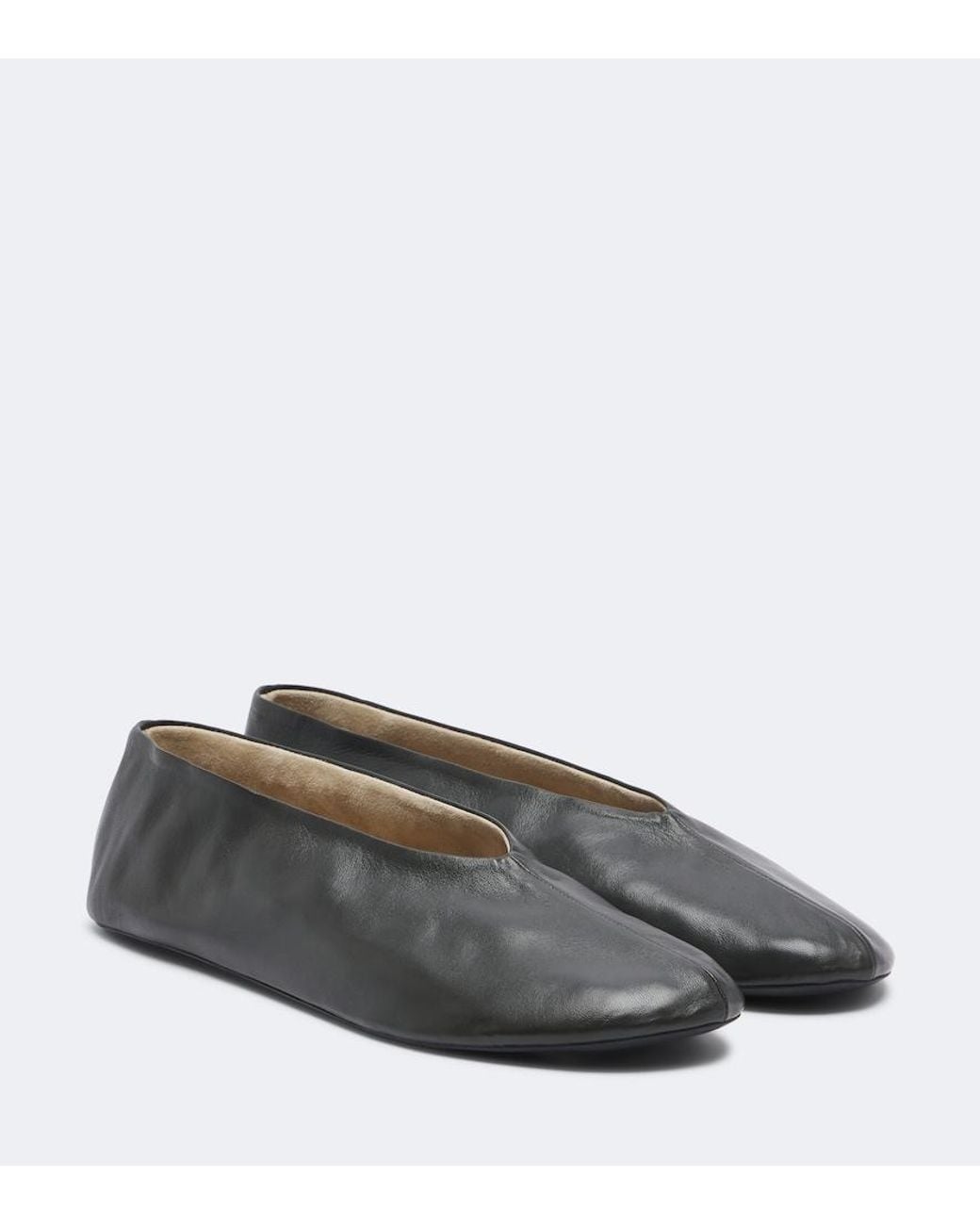 The Row Gray Stella Leather Ballet Flats