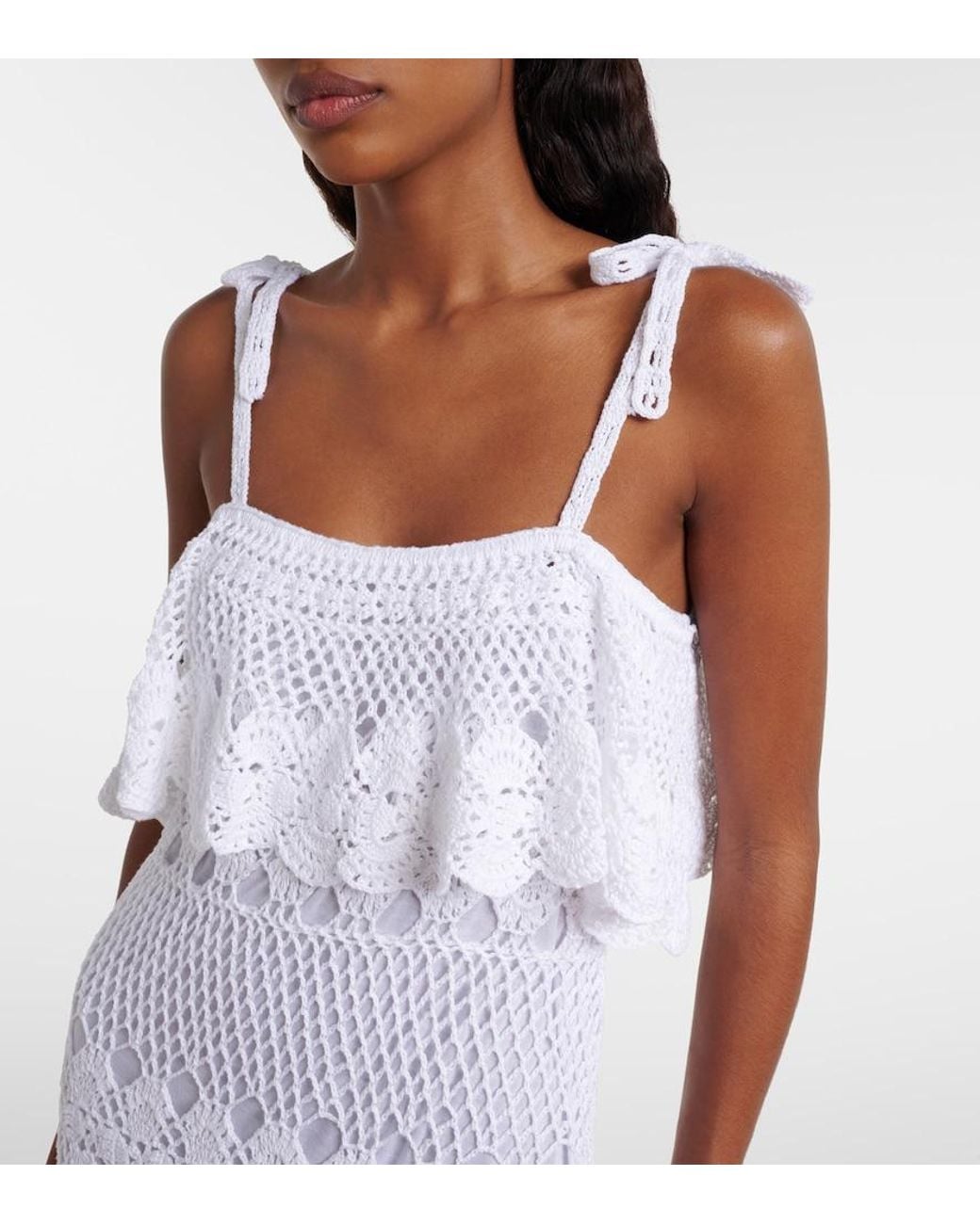 Anna Kosturova White Marianne Crochet Cotton Maxi Dress
