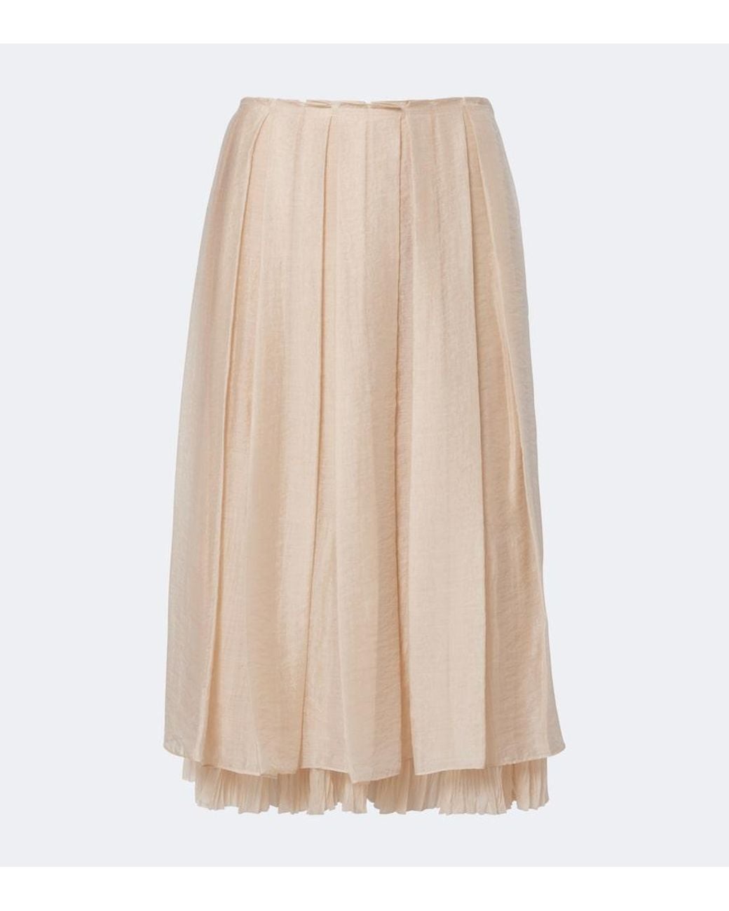 Vince Natural Layered Pleated Midi Skirt