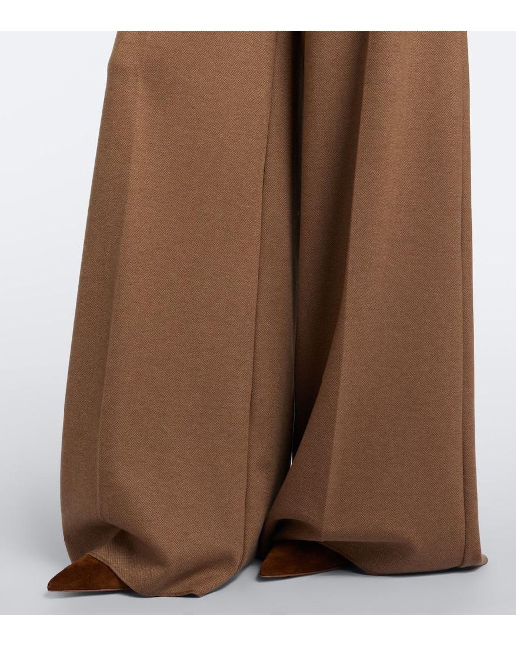 Max Mara Natural Camel Hair And Wool-Blend Wide-Leg Pants
