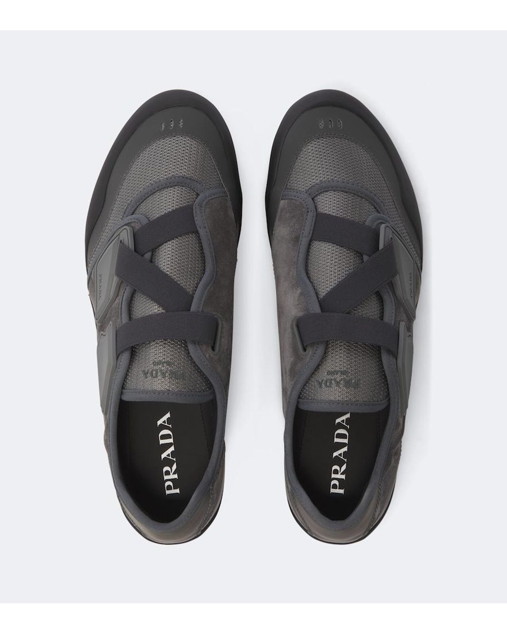Prada Gray Speedrock Suede-Trimmed Sneakers for men