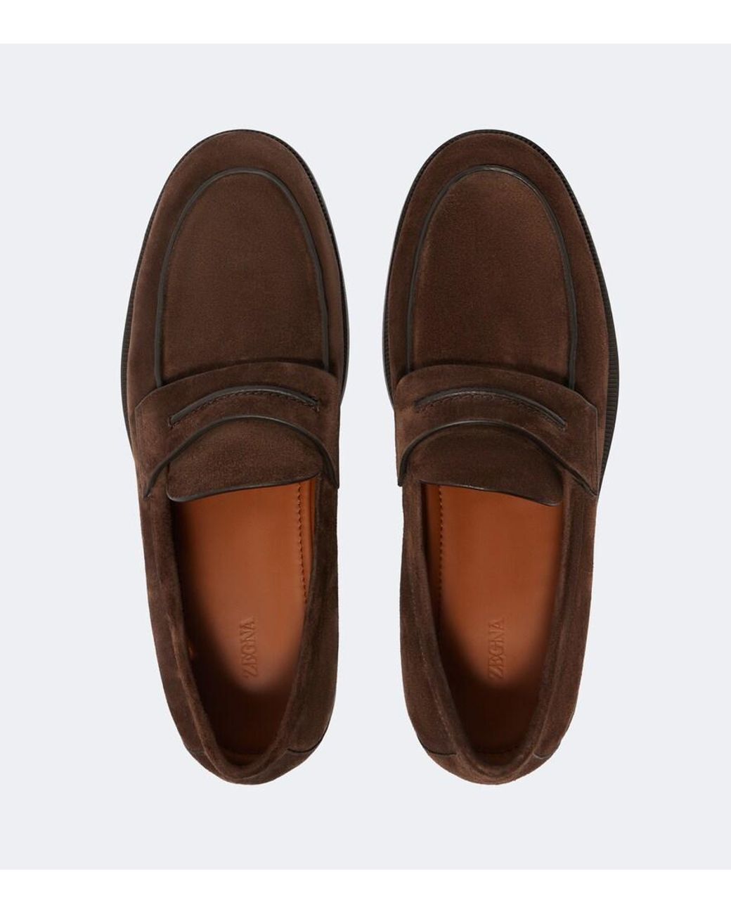 Zegna Brown Suede Loafers for men