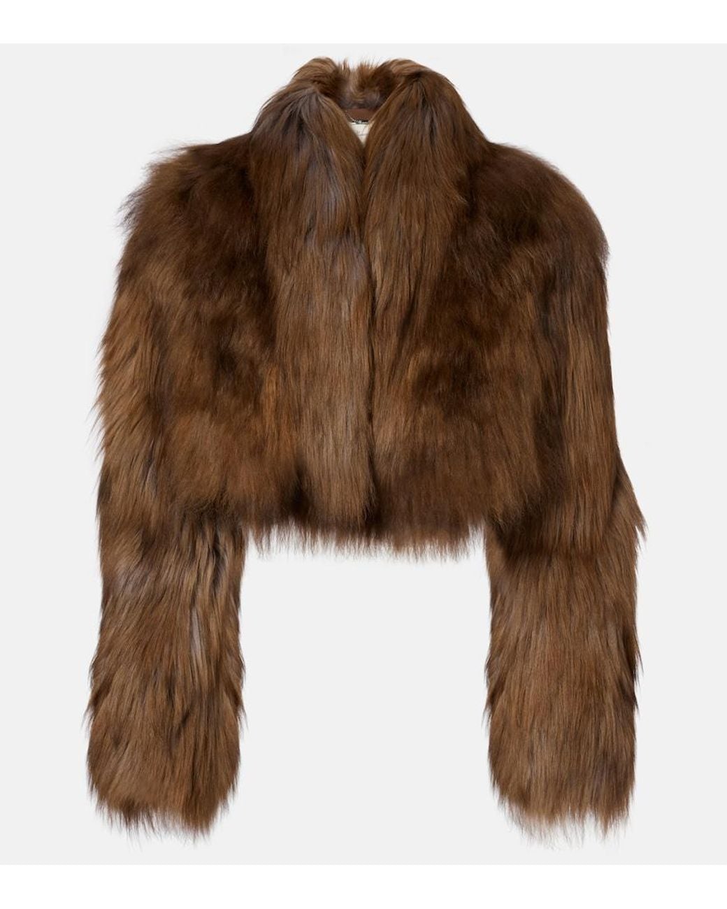 Blumarine Brown Cropped Shearling Jacket