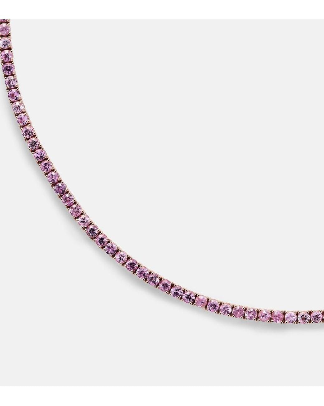 Roxanne First Metallic 14Kt Rose Tennis Necklace With Sapphires