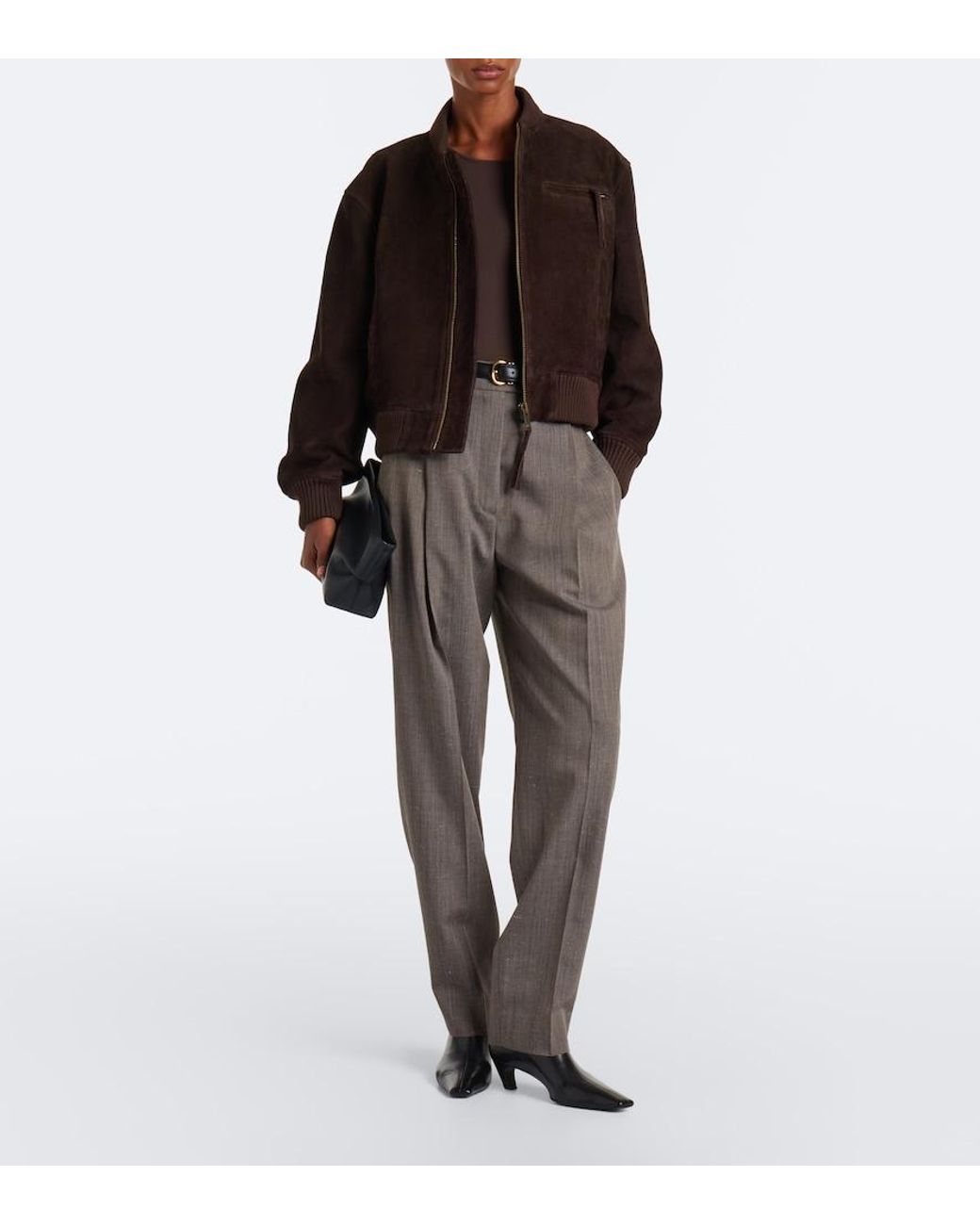 Arma Black Elysia Suede Bomber Jacket