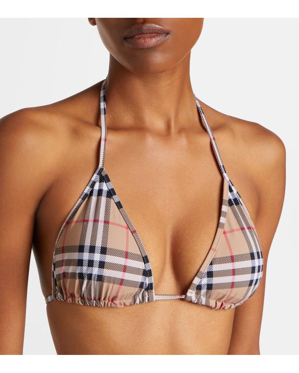 Bikini Triangular Con Check Burberry de color White