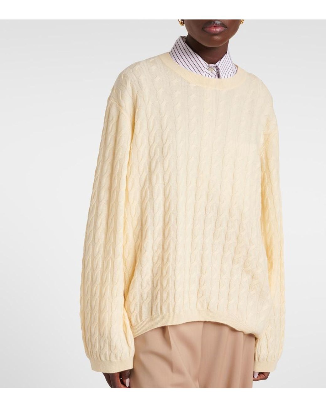 Jardin Des Orangers Natural Cable-Knit Wool And Cashmere Sweater