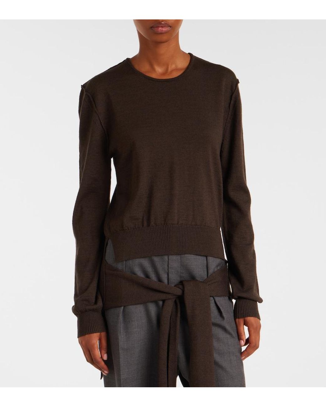 Lemaire Brown Trompe L'Oeil Wool-Blend Sweater