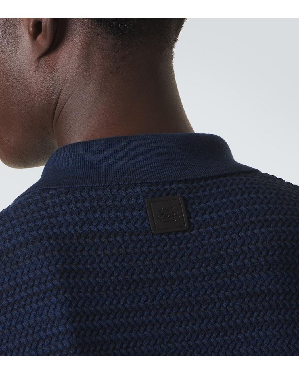 Etro Blue Cotton Polo Sweater for men