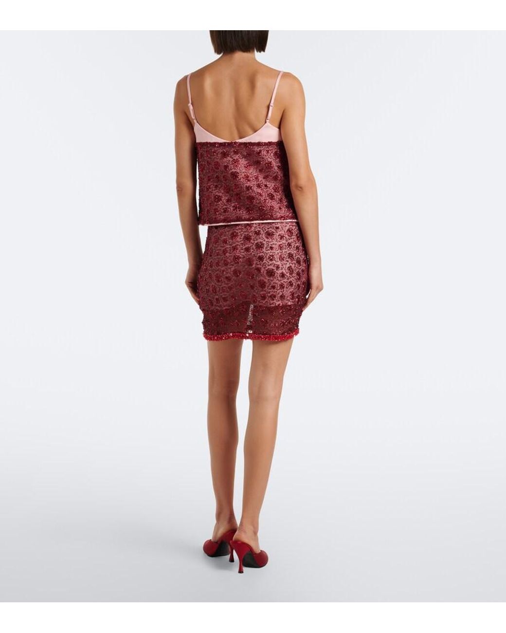Posse Red Sofia Beaded Miniskirt