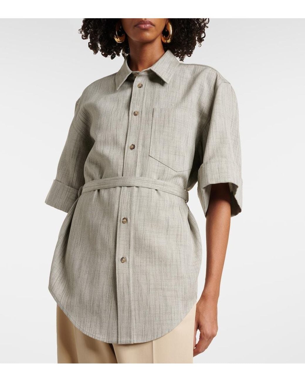 Tod's White Silk, Wool, And Cotton Shirt