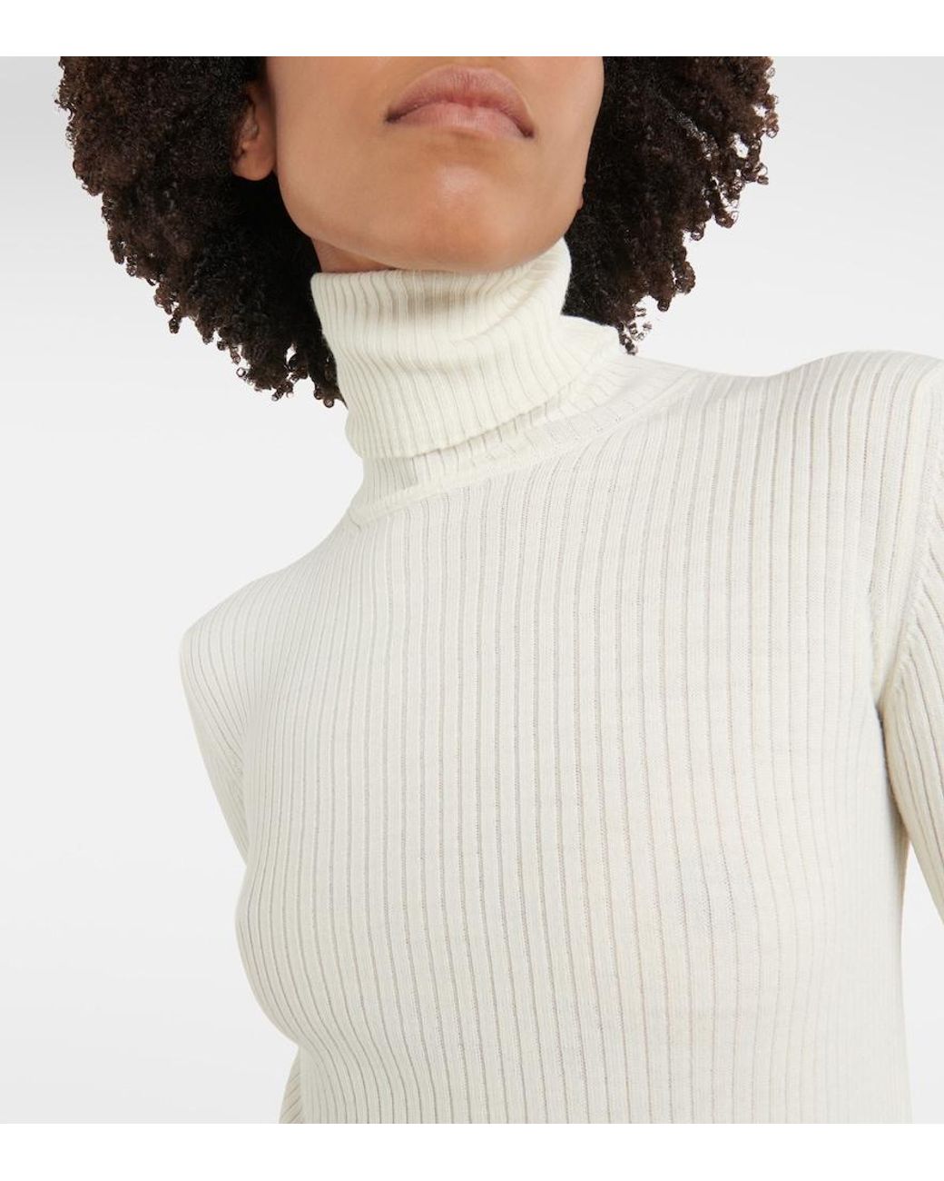 RED Valentino White Ribbed-Knit Wool-Blend Top