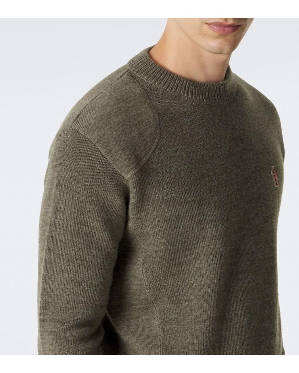Moncler Green Logo Virgin Wool Sweater for men