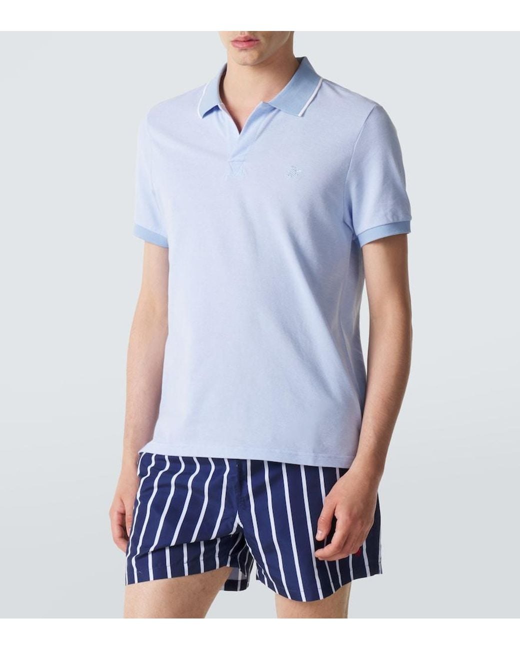 Vilebrequin Blue Cotton Pique Polo Shirt for men