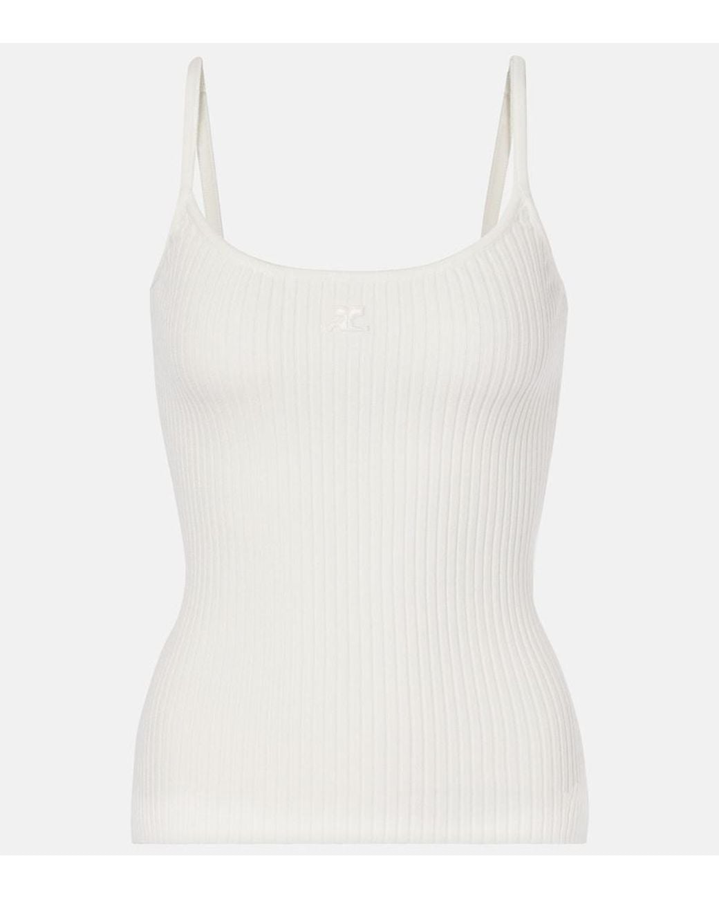 Courreges White Reedition Ribbed-Knit Top