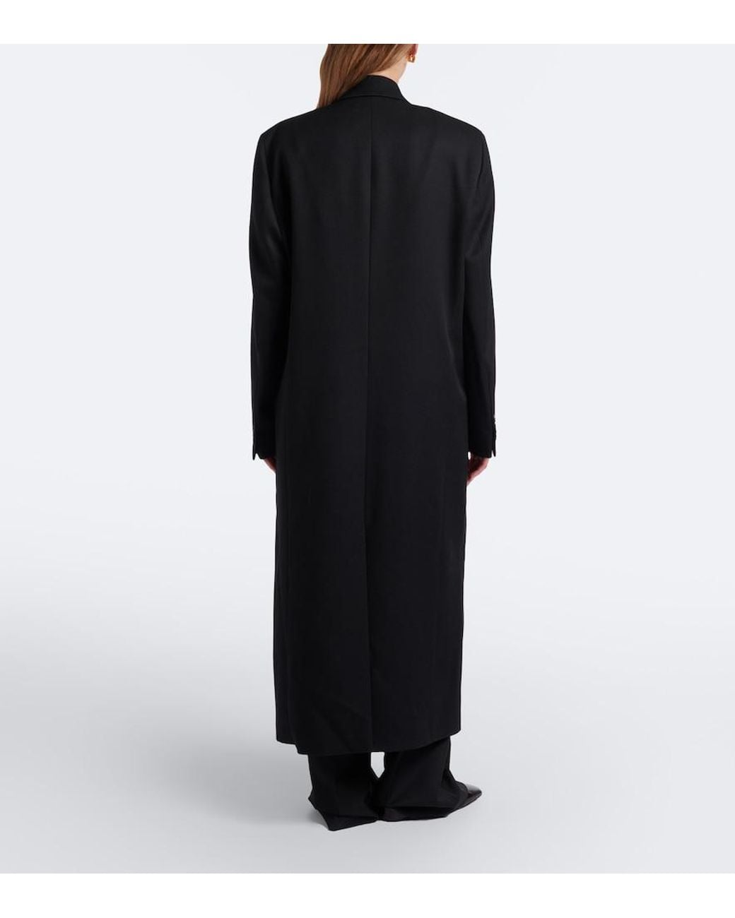 Rohe Black Double-Breasted Virgin Wool Coat