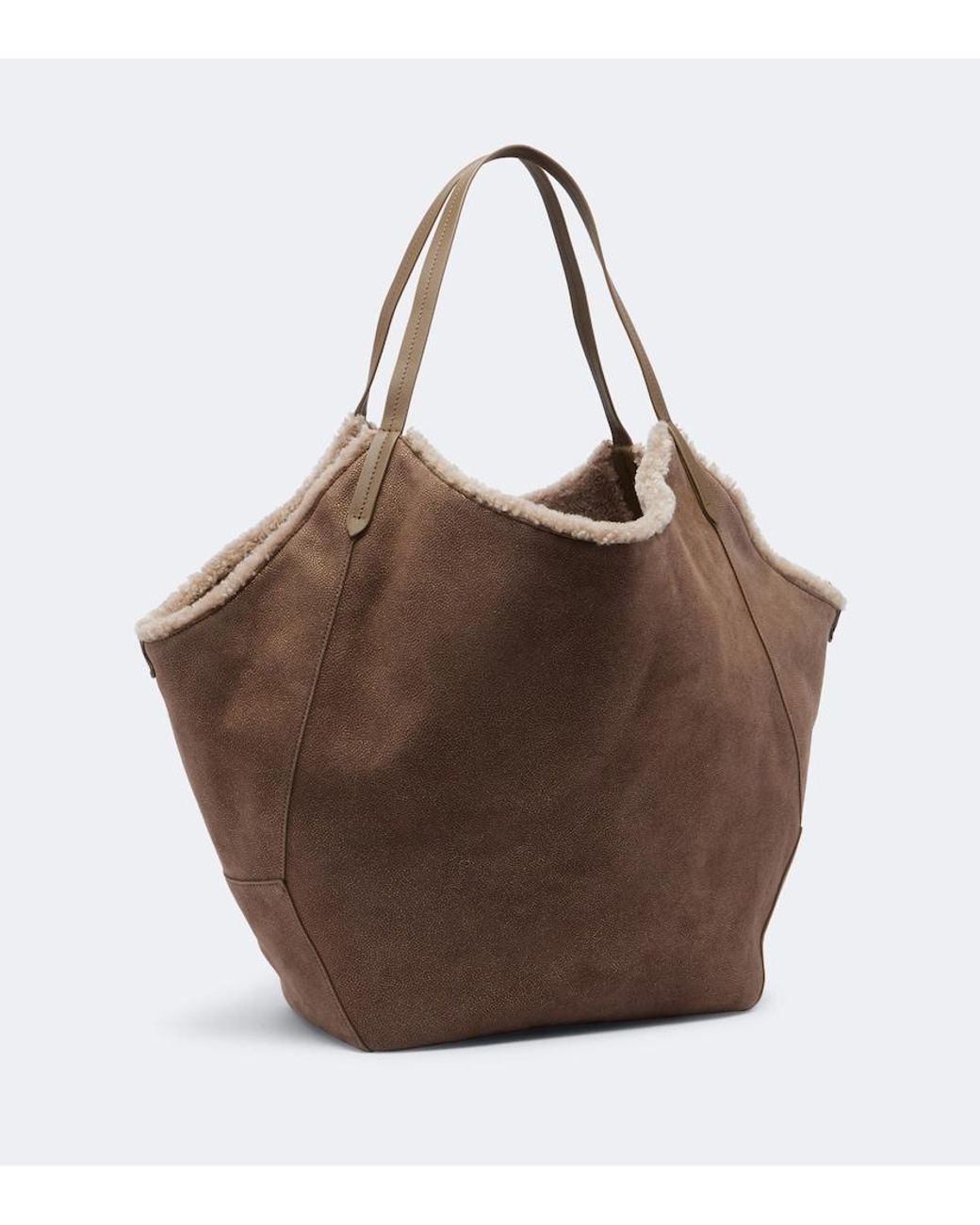 Brunello Cucinelli Brown Duo Large Reversible Leather Tote Bag