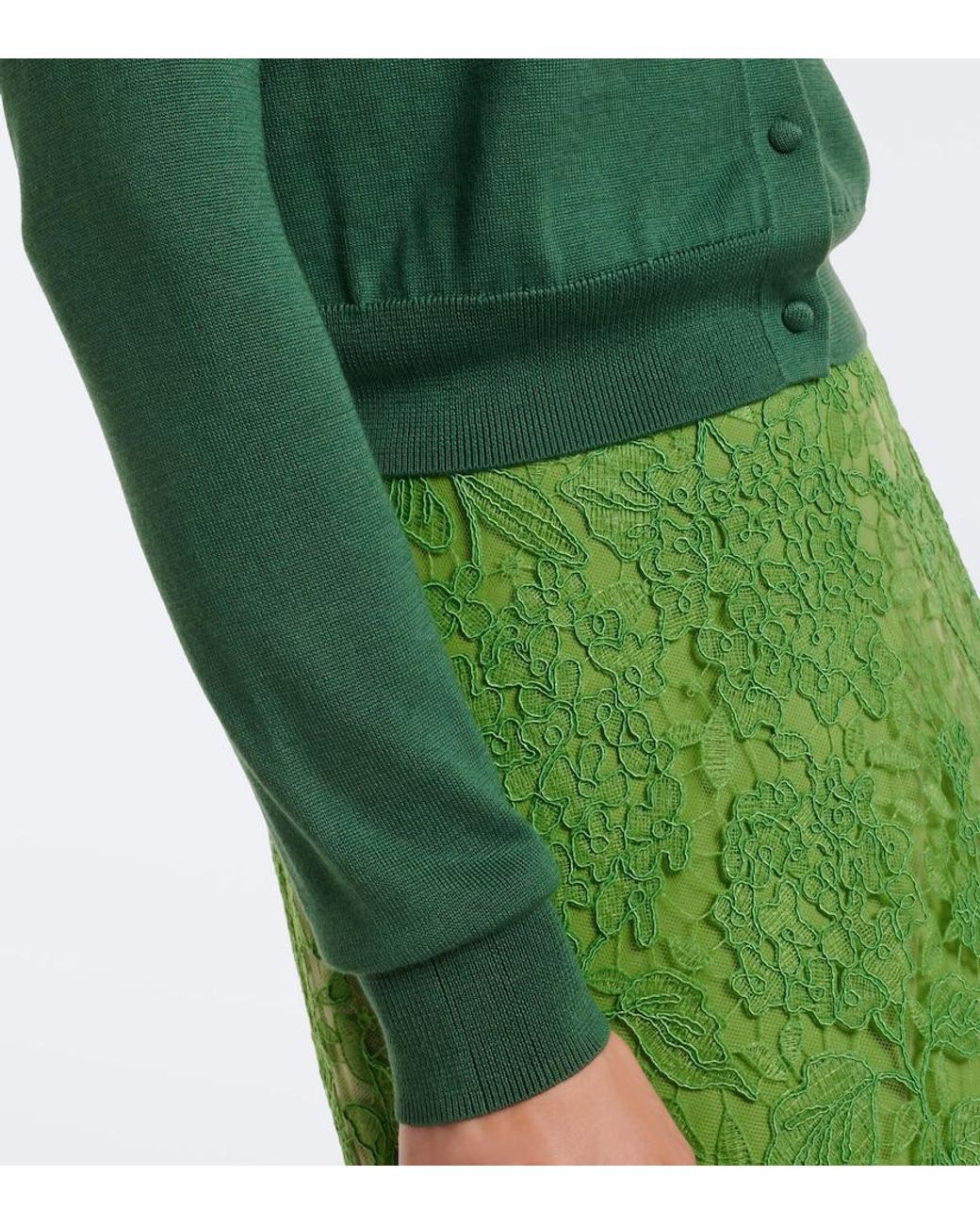 Carolina Herrera Green Silk And Cotton Cardigan